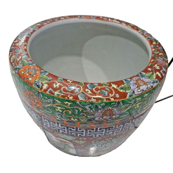 Japanese Imari Planter Peacock Gold Leaf, Hand Painted Unbranded Porcelain 10" - Picture 2 of 7